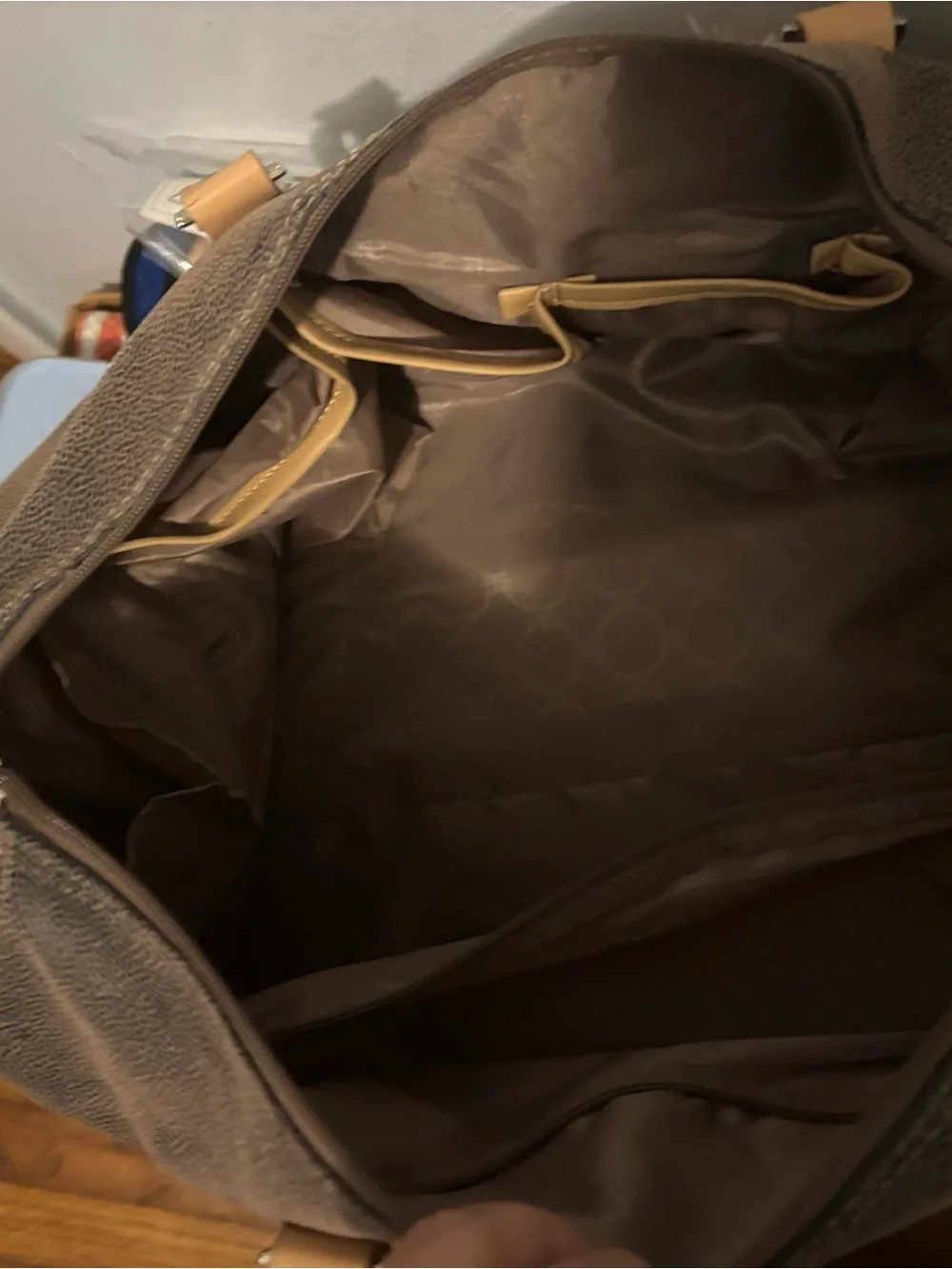 Men's Brown Duffel Bag with Tan Trim